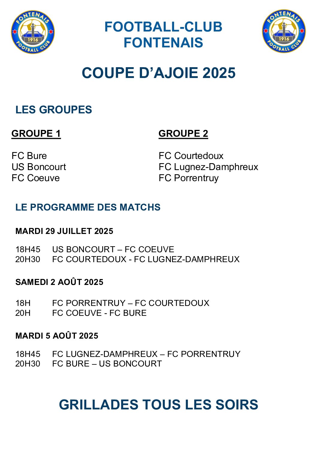 coupe d’ajoie 25_programme des matchs